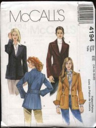4194 MCCALLS DETAILED LONGER BUTTON COLLAR JACKET PATTERN 6-12